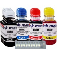 Set Flacon Cerneala Ink-Mate Compatibil Canon 4x100 GI-46BK Negru 2x100 GI-46C Cyan 2x100 GI-46M Magenta 2x100 GI-46Y Galben, 10buc Crd Maxell cu plic