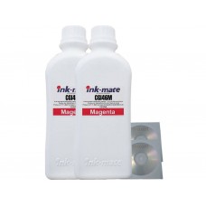 Set Flacon Cerneala Ink-Mate Compatibil Canon 2x1000ml GI-46M Magenta, 2buc Cdr Maxell cu plic