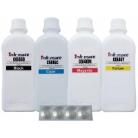 Set Flacon Cerneala Ink-Mate Compatibil Canon 1x1000 GI-46BK Negru 1x1000 GI-46C Cyan 1x1000 GI-46M Magenta 1x1000 GI-46Y Galben, 4buc Cdr Maxell cu plic