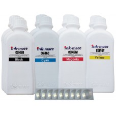 Set Flacon Cerneala Ink-Mate Compatibil Canon 3x1000 GI-46BK Negru 2x1000 GI-46C Cyan 2x1000 GI-46M Magenta 2x1000 GI-46Y Galben, 9buc Cdr Maxell cu plic