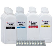 Set Flacon Cerneala Ink-Mate Compatibil Canon 4x1000 GI-46BK Negru 2x1000 GI-46C Cyan 2x1000 GI-46M Magenta 2x1000 GI-46Y Galben, 10buc Crd Maxell cu plic