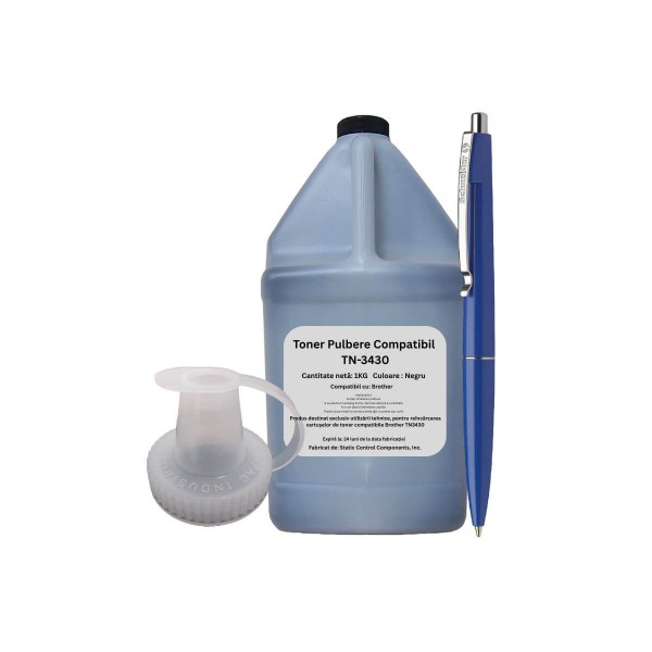 Set Bidon Refill Toner SCC Compatibil Brother TN3430 1kg cu Pix Schneider si Palnie Reincarcare