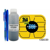 Set Refill Toner 120g + Chip 3100pagini, Compatibil HP26A CF226A Negru + Pix Xball si Pix Radius