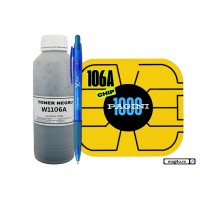 Set Refill Toner 100g + Chip 1000 pagini, Compatibil HP1106A W1106A Negru, Pix Xball