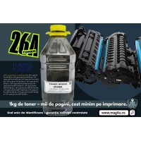 Set Bidon Refill Jadi Praf Toner Compatibil (26A) CF226A Negru, 1000g, Pix Schneider si Textmarker Schneider