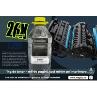 Set Bidon Refill Jadi Praf Toner Compatibil (HP26X) 1xCF226X Negru, 1x1000g + Pix Schneider si Textmarker Penac