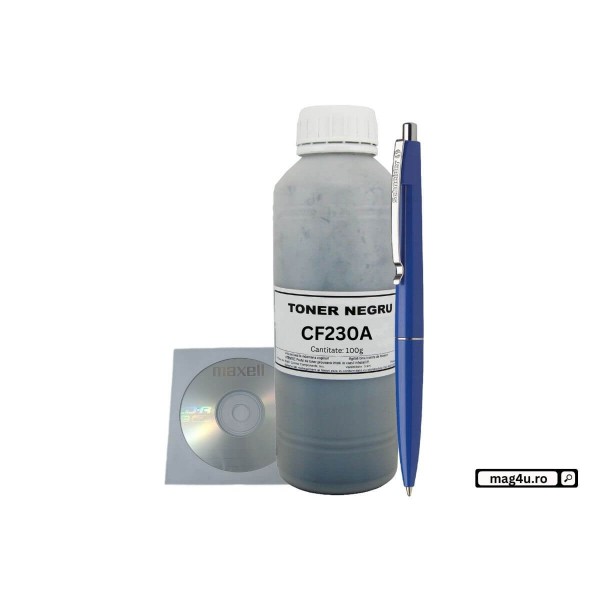 Set Flacon Refill Toner Jadi Compatibil HP(30A) CF230A Negru 100g, 1xPix Schneider si 1xCD-R Maxell cu plic