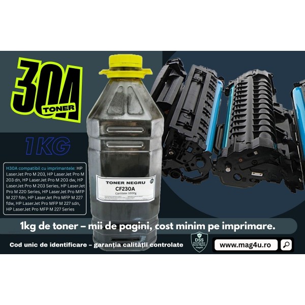 Set Bidon Refill Jadi Praf Toner Compatibil HP(30A) CF230A Negru, 1000g- Pix Schneider si Textmarker Schneider