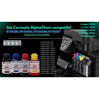 Set 4x Flacoane Cerneala AlphaChem Compatibil Brother BTD60BK Negru BT5000C Cyan BT5000M Magenta BT5000Y Galben 100ml cu picurator si 4x CDR Maxell