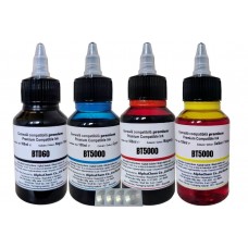 Set 4x Flacoane Cerneala AlphaChem Compatibil Brother BTD60BK Negru BT5000C Cyan BT5000M Magenta BT5000Y Galben 100ml cu picurator si 4x CDR Maxell