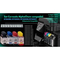 Set 16x Flacoane Cerneala AlphaChem Compatibil Brother 4x BTD60BK Negru 4x BT5000C Cyan 4x BT5000M Magenta 4x BT5000Y Galben 100ml cu picurator si 10x CDR Maxell