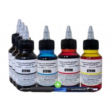 Set Cerneala Compatibil Brother BTD100 6 Flacoane x100ml 3xNegru, 1xCyan, 1xMagenta, 1xGalben cu Picurator si Pix Uni-Ball Jetstream Premium