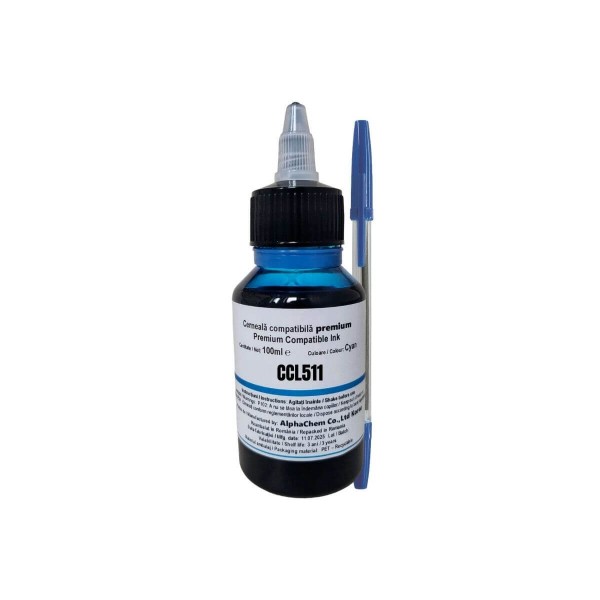 Set Flacon Cerneala AlphaChem Compatibil Canon CL-511C, 1x100ml Cyan, Pix Office