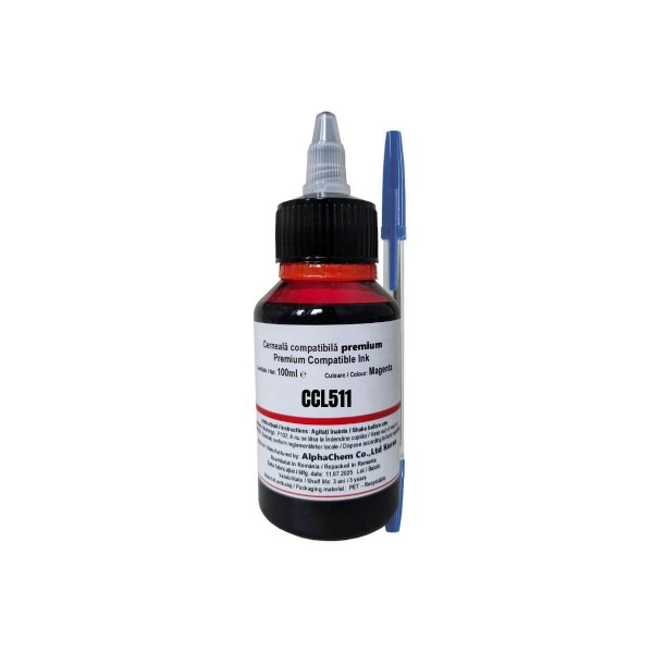 Set Flacon Cerneala AlphaChem Compatibil Canon CL-511M, 1x100ml Magenta, Pix Office