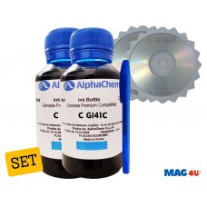 Set Flacone Cerneala Compatibil Canon GI41 ( 2x100ml Cyan) + Pix cu gel si 2buc Cdr Maxell cu plic