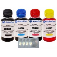 Set Flacon Cerneala AlphaChem Compatibil Canon 1x100 GI-46BK Negru 1x100 GI-46C Cyan 1x100 GI-46M Magenta 1x100 GI-46Y Galben, 4buc Cdr Maxell cu plic