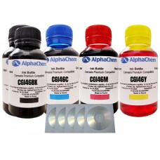 Set Flacon Cerneala AlphaChem Compatibil Canon 2x100 GI-46BK Negru 1x100 GI-46C Cyan 1x100 GI-46M Magenta 1x100 GI-46Y Galben, 5buc Cdr Maxell cu plic