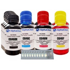 Set Flacon Cerneala AlphaChem Compatibil Canon 4x100 GI-46BK Negru 2x100 GI-46C Cyan 2x100 GI-46M Magenta 2x100 GI-46Y Galben, 10buc Crd Maxell cu plic