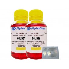 Set Flacon Cerneala AlphaChem Compatibil Canon 2x100ml CLI-36Y Galben, 2buc Cdr Maxell cu plic