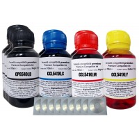 Set Flacon Cerneala AlphaChem Compatibil Canon 3x100ml PG-540L Negru, 2x100ml CL-541XLC Cyan, 2x100ml CL-541XLM Magenta, 2x100ml CL-541XLY Galben, 9buc Cdr Maxell cu plic