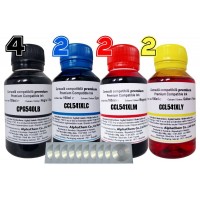 Set Flacon Cerneala AlphaChem Compatibil Canon 4x100ml PG-540L Negru, 2x100ml CL-541XLC Cyan, 2x100ml CL-541XLM Magenta, 2x100ml CL-541XLY Galben, 10buc Crd Maxell cu plic