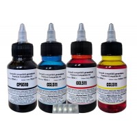 Set Flacon Cerneala AlphaChem Compatibil Canon 1x100ml PG-510 Negru, 1x100ml CL-511C Cyan, 1x100ml CL-511M Magenta, 1x100ml CL-511Y Galben, 4buc Cdr Maxell cu plic