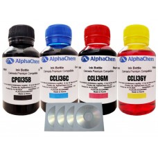 Set Flacon Cerneala AlphaChem Compatibil Canon 1x100ml PGI-35BK Negru, 1x100ml CLI-36C Cyan, 1x100ml CLI-36M Magenta, 1x100ml CLI-36Y Galben, 4buc Cdr Maxell cu plic