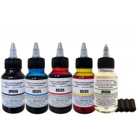 Set Flacon Cerneala AlphaChem Compatibil Canon 1x100ml PG-510 Negru, 1x100ml CL-511C Cyan, 1x100ml CL-511M Magenta, 1x100ml CL-511Y Galben, Solutie de curatare 100ml si 4xDop