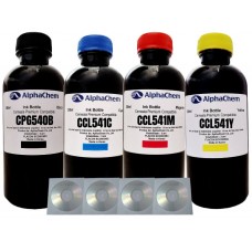 Set Flacon Cerneala AlphaChem Compatibil Canon 1x200ml PG-540 Negru, 1x200ml CL-541C Cyan, 1x200ml CL-541M Magenta, 1x200ml CL-541Y Galben, 4buc Cdr Maxell cu plic