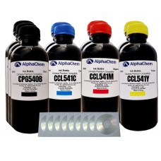 Set Flacon Cerneala AlphaChem Compatibil Canon 3x200ml PG-540 Negru, 2x200ml CL-541C Cyan, 2x200ml CL-541M Magenta, 2x200ml CL-541Y Galben, 9buc Cdr Maxell cu plic