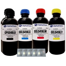 Set Flacon Cerneala AlphaChem Compatibil Canon 2x200ml PG-540L Negru, 1x200ml CL-541XLC Cyan, 1x200ml CL-541XLM Magenta, 1x200ml CL-541XLY Galben, 5buc Cdr Maxell cu plic