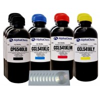 Set Flacon Cerneala AlphaChem Compatibil Canon 3x200ml PG-540L Negru, 2x200ml CL-541XLC Cyan, 2x200ml CL-541XLM Magenta, 2x200ml CL-541XLY Galben, 9buc Cdr Maxell cu plic