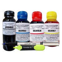 Set Flacon Cerneala AlphaChem Compatibil Canon 1x250ml PG-540L Negru, 1x100ml CL-541XLC Cyan, 1x100ml CL-541XLM Magenta, 1x100ml CL-541XLY Galben, Roller DeLuxe si Textmarker Schneider