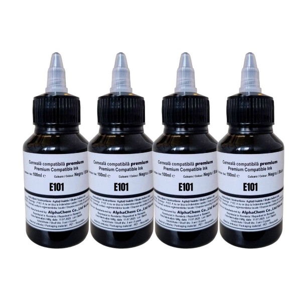 Flacon Cerneala Compatibil Epson(101) 4x100ml C13T03V14A Negru-cu picurator