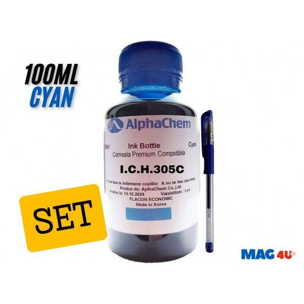Flacon Cerneala AlphaChem Compatibil HP (305) 1x100ml 3YM60AE Cyan