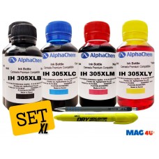 Set Flacon Cerneala AlphaChem HP (305XL) 2x100ml 3YM62AE Negru 1x100ml 3YM63AE Cyan 1x100ml 3YM63AE Magenta 1x100ml 3YM63AE Galben, Textmarker Solid si Pix CNX567