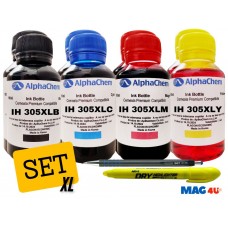 Set Flacon Cerneala AlphaChem HP (305XL) 2x100ml 3YM62AE Negru 2x100ml 3YM63AE Cyan 2x100ml 3YM63AE Magenta 2x100ml 3YM63AE Galben, Textmarker Solid si Pix CNX567