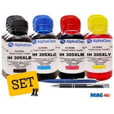 Set Flacon Cerneala AlphaChem HP (305XL) 3x100ml 3YM62AE Negru 2x100ml 3YM63AE Cyan 2x100ml 3YM63AE Magenta 2x100ml 3YM63AE Galben, Pix CNX226 si Pix Schneider
