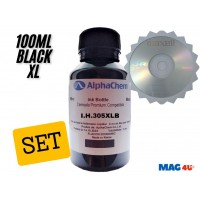 Flacon Cerneala AlphaChem Compatibil HP305XL, 1x100ml 3YM62AE Negru, 1buc Cdr Maxell cu plic