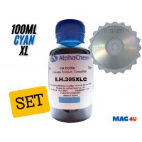 Flacon Cerneala AlphaChem Compatibil HP305XL, 1x100ml 3YM63AE Cyan, 1buc Cdr Maxell cu plic