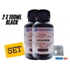 Set Flacon Cerneala AlphaChem Compatibil HP305 2x100ml 3YM61AE Negru cu 2x CDR Maxell