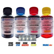 Set Flacon Cerneala AlphaChem Compatibil HP305 1x100ml 3YM61AE Negru + 1x100ml 3YM60AE Cyan + 1x100ml 3YM60AE Magenta + 1x100ml 3YM60AE Galben cu 4x CDR Maxell