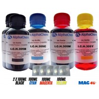 Set Flacon Cerneala AlphaChem Compatibil HP305 2x100ml 3YM61AE Negru + 1x100ml 3YM60AE Cyan + 1x100ml 3YM60AE Magenta + 1x100ml 3YM60AE Galben cu 5x CDR Maxell
