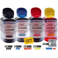 Set Flacon Cerneala AlphaChem Compatibil HP305 3x100ml 3YM61AE Negru + 2x100ml 3YM60AE Cyan + 2x100ml 3YM60AE Magenta + 2x100ml 3YM60AE Galben cu 9x CDR Maxell