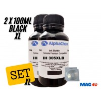 Set Flacon Cerneala AlphaChem Compatibil HP305XL 2x100ml 3YM62AE Negru cu 2x CDR Maxell
