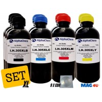 Set Flacon Cerneala AlphaChem Compatibil HP305XL 3x100ml 3YM62AE Negru + 2x100ml 3YM63AE Cyan + 2x100ml 3YM63AE Magenta + 2x100ml 3YM63AE Galben cu 9x CDR Maxell