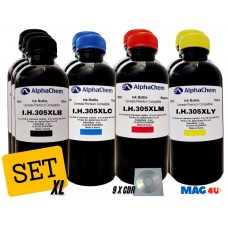 Set Flacon Cerneala AlphaChem Compatibil HP305XL 3x100ml 3YM62AE Negru + 2x100ml 3YM63AE Cyan + 2x100ml 3YM63AE Magenta + 2x100ml 3YM63AE Galben cu 9x CDR Maxell