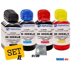 Set Flacon Cerneala AlphaChem Compatibil HP305XL 4x100ml 3YM62AE Negru + 2x100ml 3YM63AE Cyan + 2x100ml 3YM63AE Magenta + 2x100ml 3YM63AE Galben cu 10x CDR Maxell