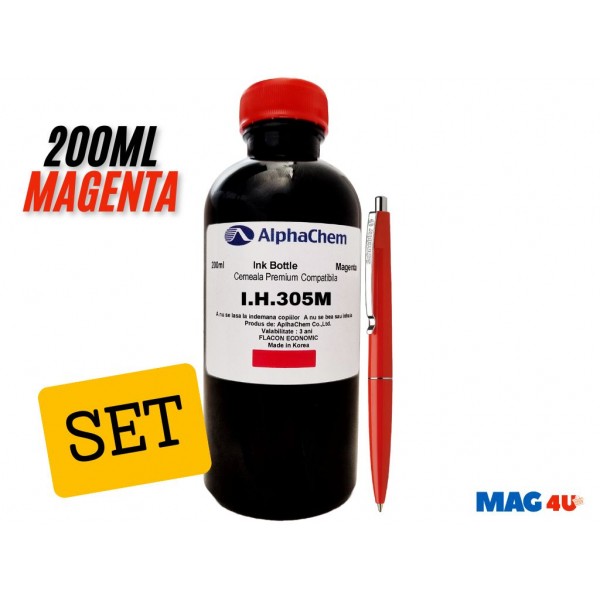 Flacon Cerneala AlphaChem Compatibil HP (305) 1x200ml 3YM60AE Magenta  si pix Schneider