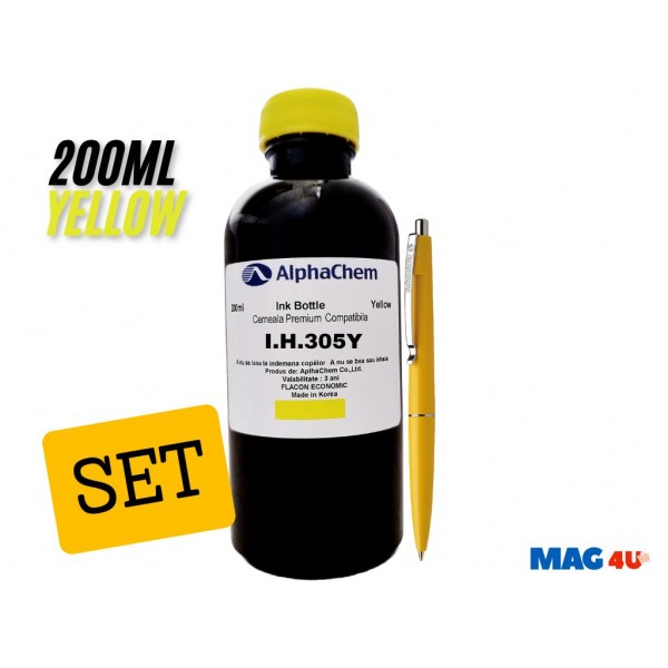 Flacon Cerneala AlphaChem Compatibil HP (305) 1x200ml 3YM60AE Galben  si pix Schneider